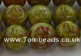 CNS606 15.5 inches 16mm round green dragon serpentine jasper beads