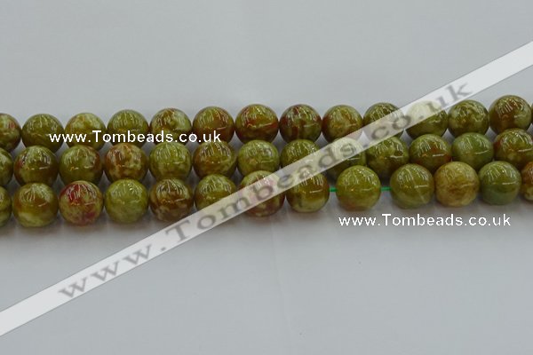 CNS606 15.5 inches 16mm round green dragon serpentine jasper beads