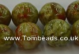 CNS607 15.5 inches 18mm round green dragon serpentine jasper beads