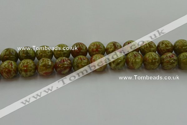 CNS607 15.5 inches 18mm round green dragon serpentine jasper beads