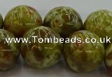 CNS608 15.5 inches 20mm round green dragon serpentine jasper beads