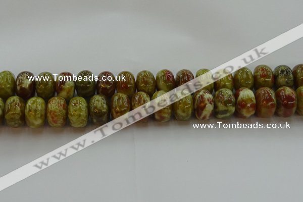 CNS616 15.5 inches 12*18mm rondelle green dragon serpentine jasper beads