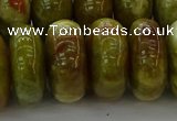 CNS617 15.5 inches 10*20mm rondelle green dragon serpentine jasper beads