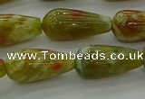 CNS618 15.5 inches 8*16mm teardrop green dragon serpentine jasper beads