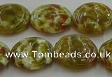 CNS625 15.5 inches 18mm flat round green dragon serpentine jasper beads