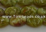 CNS632 15.5 inches 12*16mm oval green dragon serpentine jasper beads