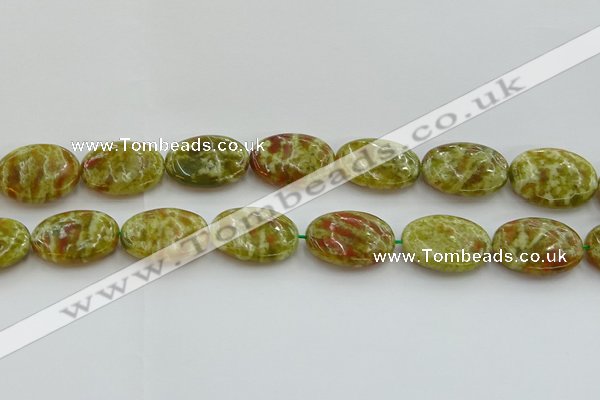 CNS635 15.5 inches 18*25mm oval green dragon serpentine jasper beads