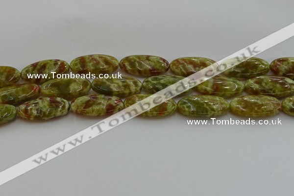 CNS636 15.5 inches 15*30mm oval green dragon serpentine jasper beads