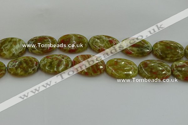 CNS637 15.5 inches 22*30mm oval green dragon serpentine jasper beads