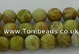 CNS650 15.5 inches 6mm round matte green dragon serpentine jasper beads