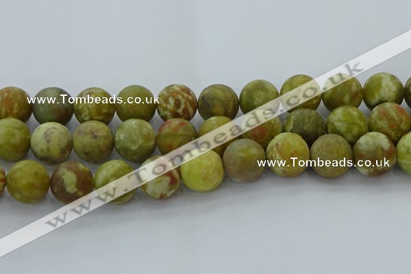 CNS657 15.5 inches 20mm round matte green dragon serpentine jasper beads