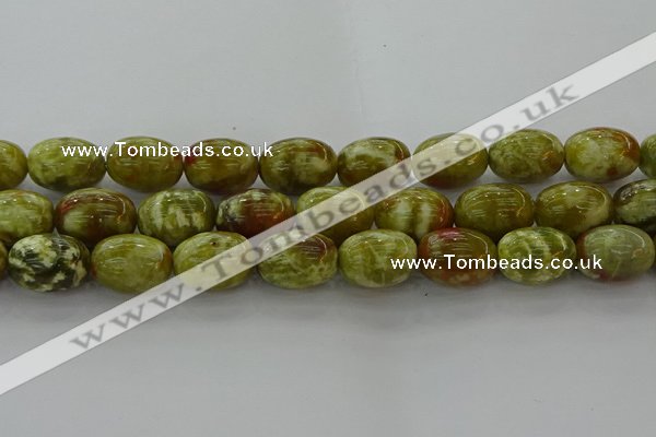 CNS665 15.5 inches 15*20mm drum green dragon serpentine jasper beads