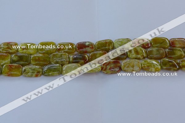 CNS671 15.5 inches 12*16mm rectangle green dragon serpentine jasper beads