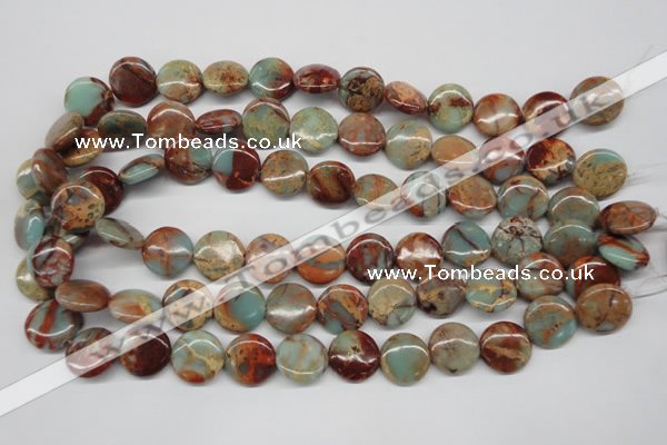 CNS81 15.5 inches 16mm flat round natural serpentine jasper beads
