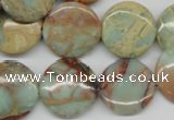 CNS83 15.5 inches 20mm flat round natural serpentine jasper beads