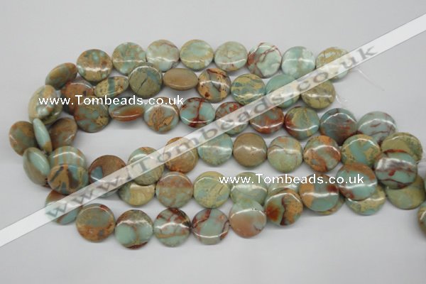 CNS83 15.5 inches 20mm flat round natural serpentine jasper beads