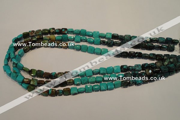 CNT125 15.5 inches 7*7mm faceted square natural turquoise beads