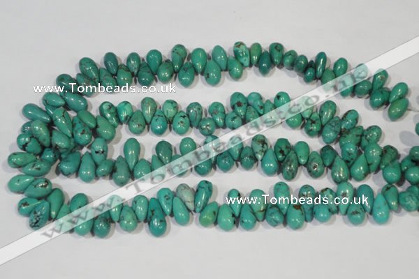 CNT230 Top-drilled 6*12mm - 8*18mm teardrop natural turquoise beads