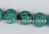 CNT32 16 inches 16mm carved round natural turquoise beads wholesale