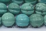 CNT540 15.5 inches 10mm carved round turquoise gemstone beads