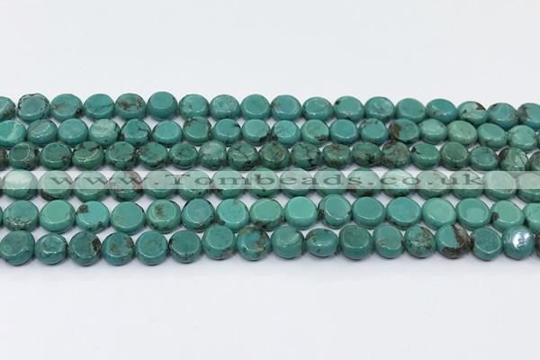 CNT559 15.5 inches 8mm flat round turquoise gemstone beads