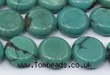 CNT560 15.5 inches 10mm flat round turquoise gemstone beads