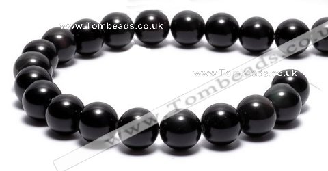 COB04 16 inches 12mm round black obsidian gemstone beads wholesale