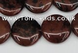 COB101 15.5 inches 20mm flat round mahogany obsidian beads