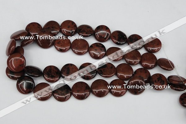 COB101 15.5 inches 20mm flat round mahogany obsidian beads