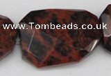 COB104 30*40mm twisted & faceted rectangle mahogany obsidian beads