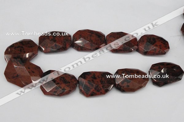 COB104 30*40mm twisted & faceted rectangle mahogany obsidian beads