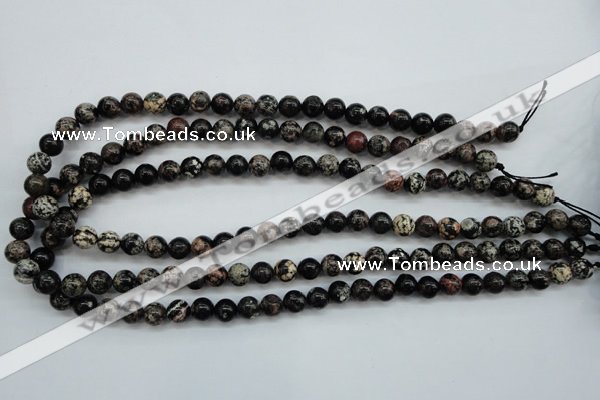 COB151 15.5 inches 8mm round snowflake obsidian beads