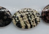 COB157 15.5 inches 22*30mm oval snowflake obsidian beads