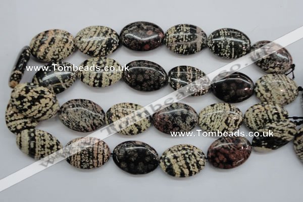 COB157 15.5 inches 22*30mm oval snowflake obsidian beads