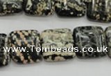 COB164 15.5 inches 16*16mm square snowflake obsidian beads