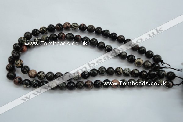 COB170 15.5 inches 10mm round snowflake obsidian beads