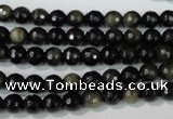 COB263 15.5 inches 6mm faceted round golden obsidian beads