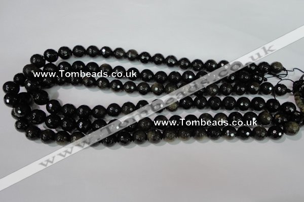 COB265 15.5 inches 10mm faceted round golden obsidian beads