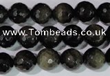 COB266 15.5 inches 12mm faceted round golden obsidian beads