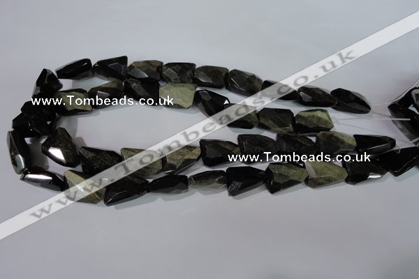 COB271 15.5 inches 15*20mm faceted nuggets golden obsidian beads