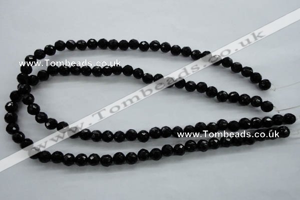 COB353 15.5 inches 8mm faceted round black obsidian beads