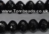 COB364 15.5 inches 12*16mm faceted rondelle black obsidian beads