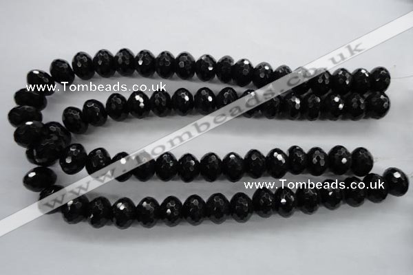 COB364 15.5 inches 12*16mm faceted rondelle black obsidian beads