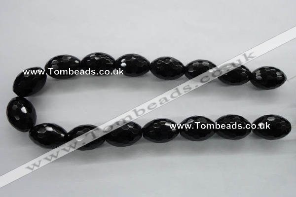 COB377 15.5 inches 18*25mm faceted rice black obsidian beads