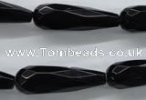 COB380 15.5 inches 10*30mm faceted teardrop black obsidian beads