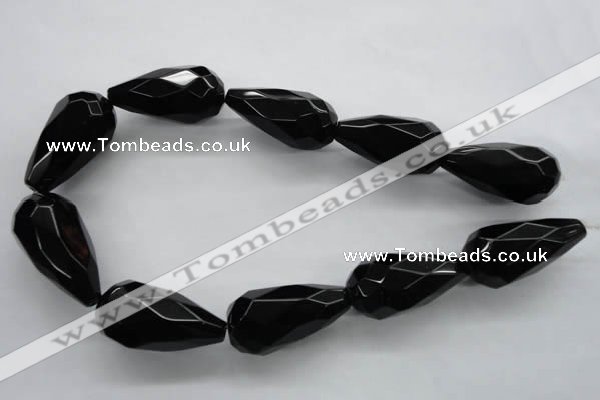 COB385 15.5 inches 18*35mm faceted teardrop black obsidian beads