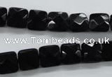 COB390 15.5 inches 10*10mm faceted square black obsidian beads