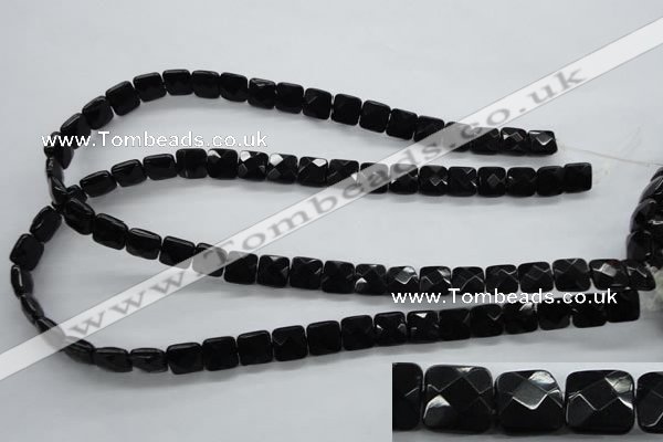 COB390 15.5 inches 10*10mm faceted square black obsidian beads