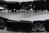 COB392 15.5 inches 14*14mm faceted square black obsidian beads