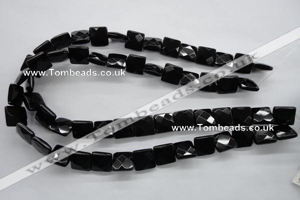 COB392 15.5 inches 14*14mm faceted square black obsidian beads